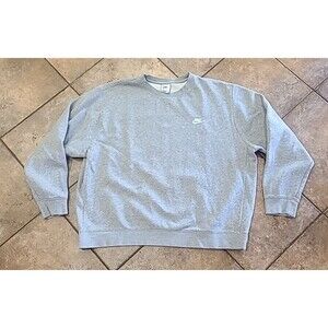 Nike Sweatshirt Mens Medium Gray Crewneck Lab Solo Swoosh Embroidered Pullover
